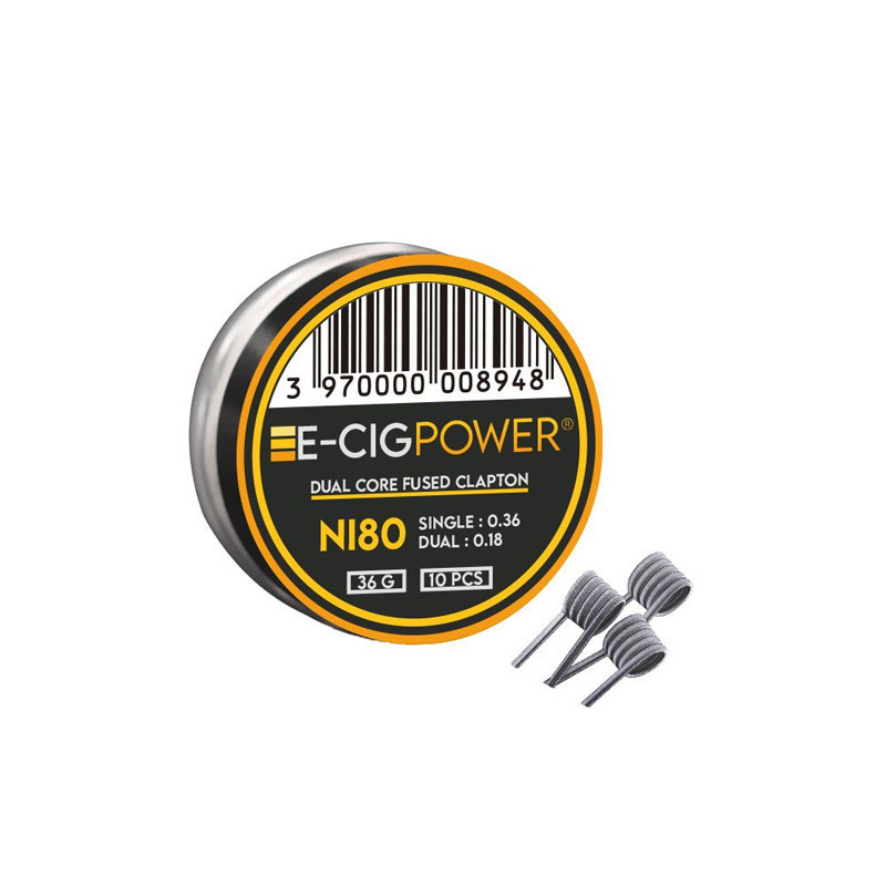 E-CIG POWER - Ni80 Dual Core Fused Clapton 0.36 par 10