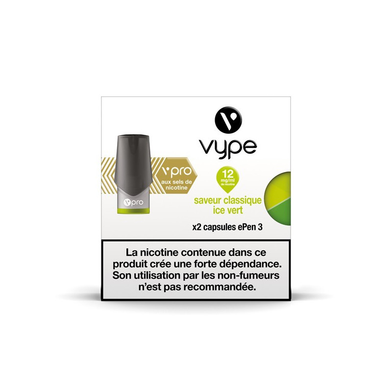 Pods Vype Epen 3 Vpro Classique Ice Vert 12mg